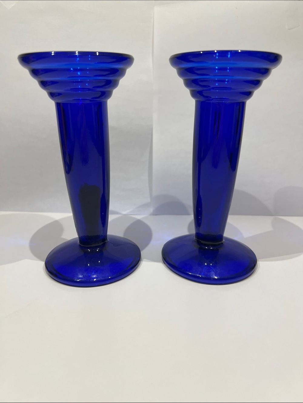 Cobalt Blue Glass Candle Holders -